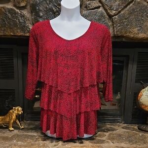 Susan Graver Red and Black Layered Blouse